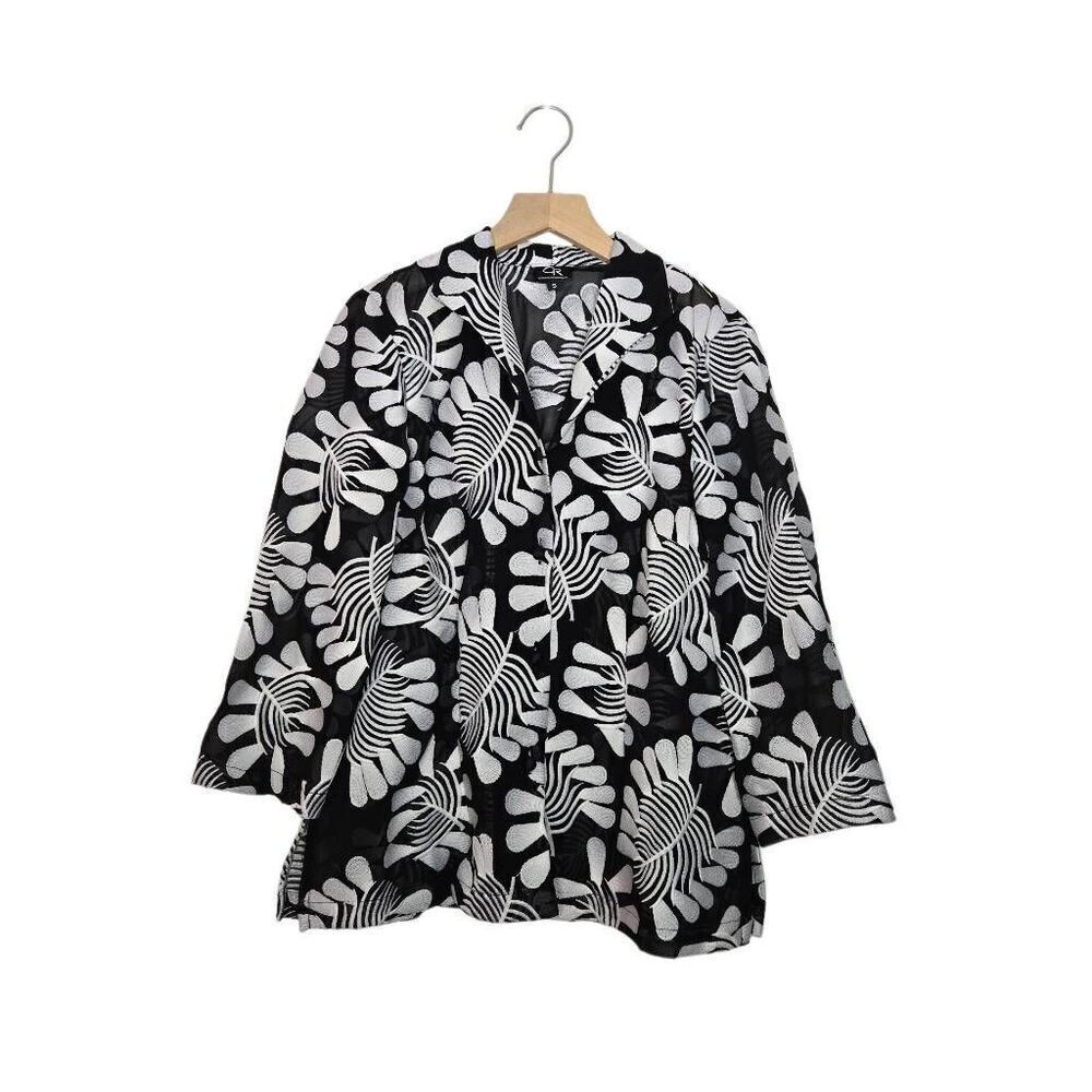 Connie Roberson Embroidered Silk Button Up Jacket Blazer Sz Small